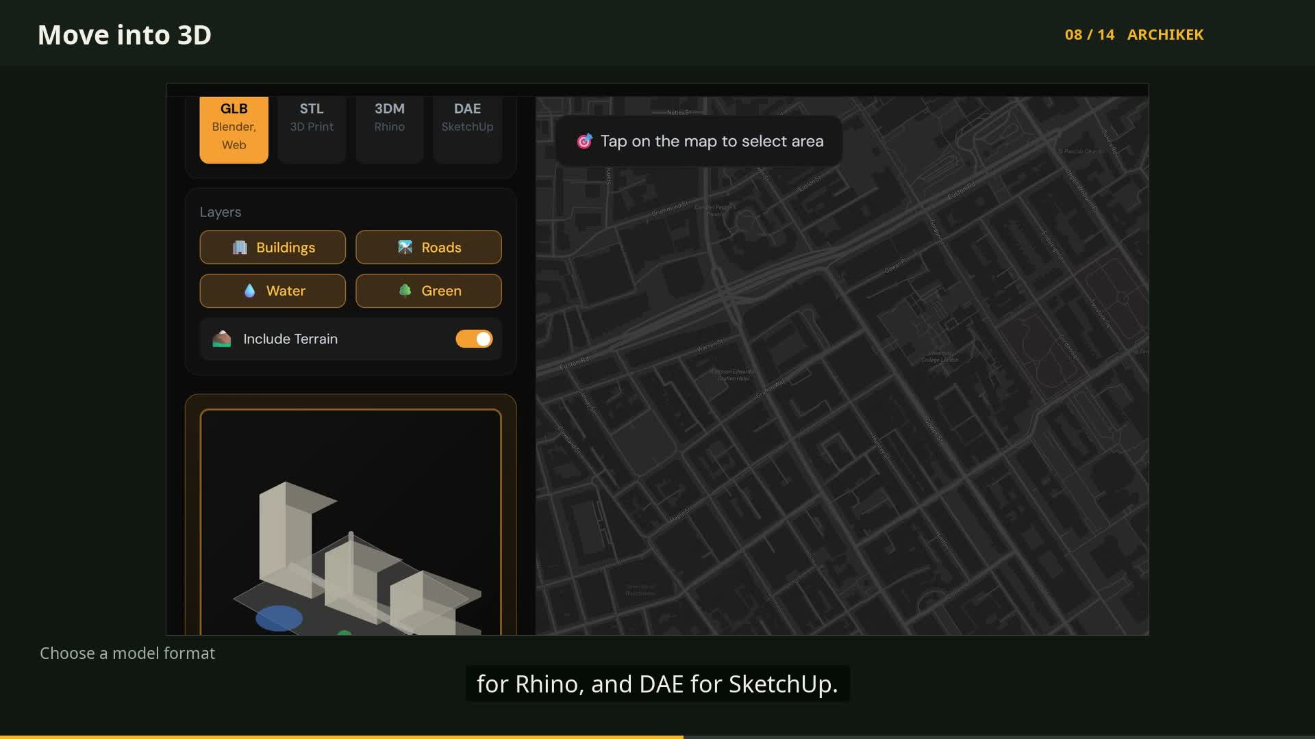 Actual Create workflow showing 3D format and layer selection