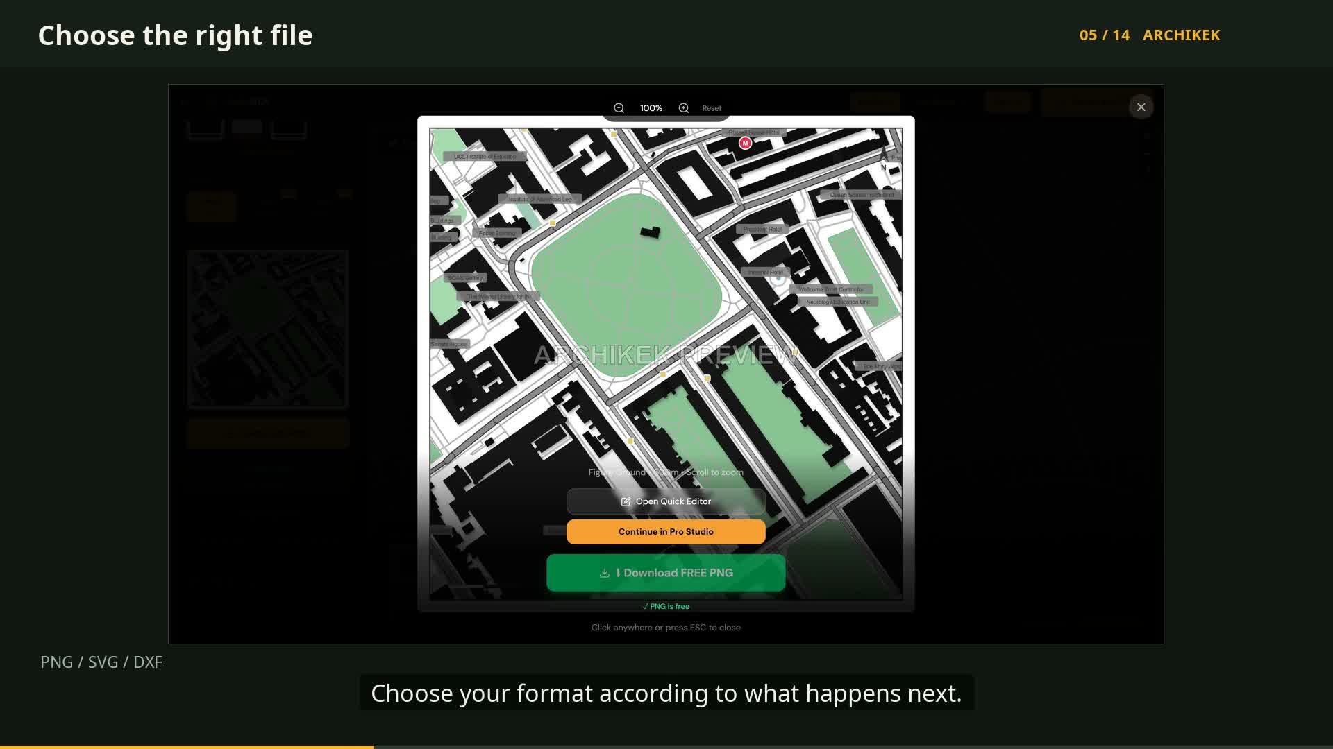 Choose PNG, SVG or DXF