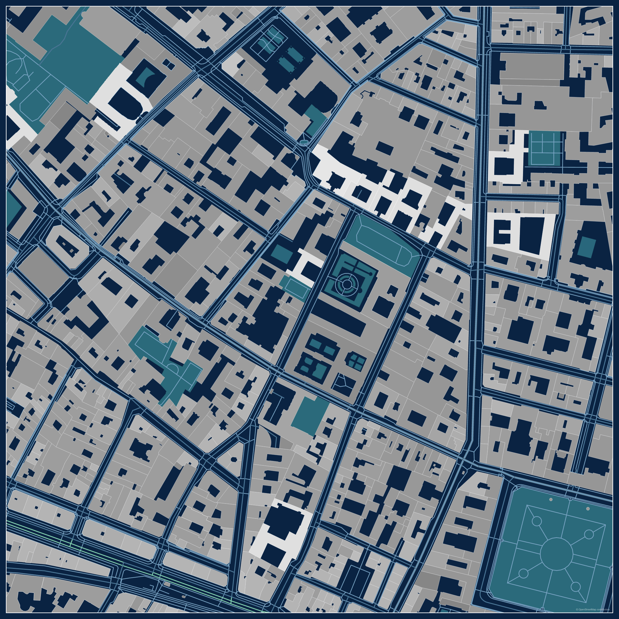 Blueprint architectural context map of Le Marais, Paris