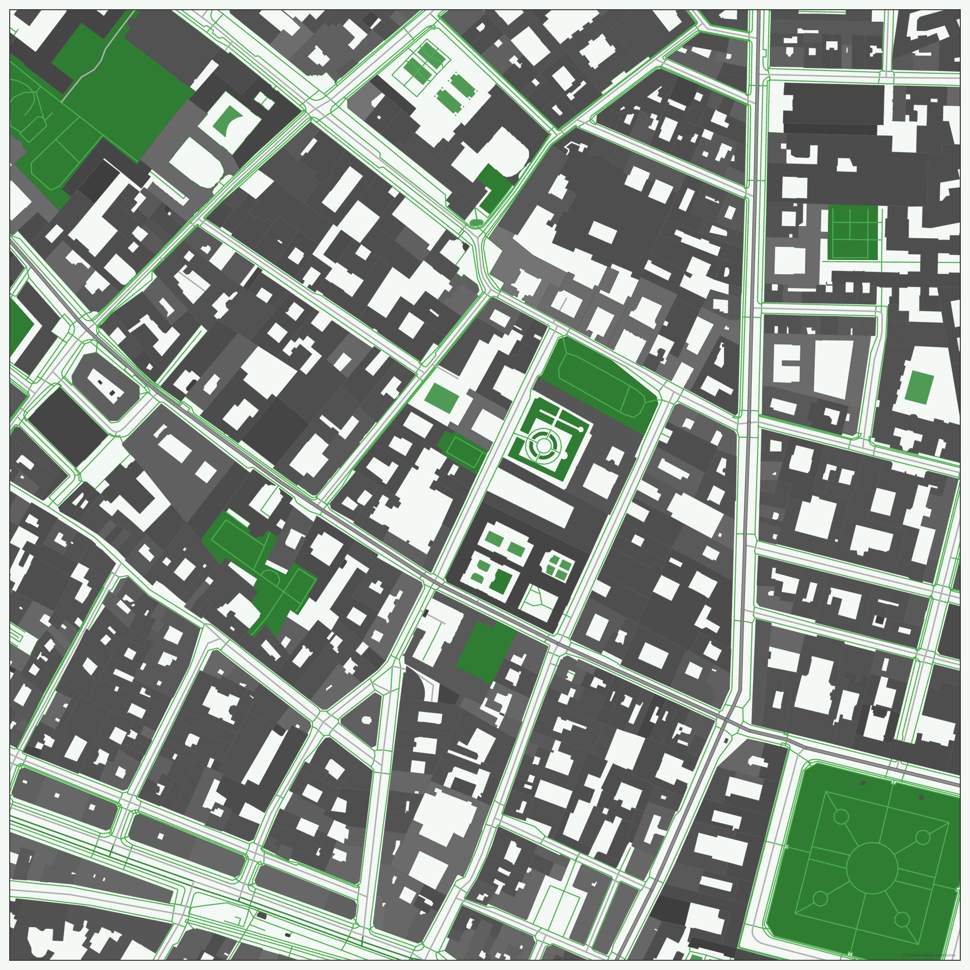 Green Space architectural context map of Le Marais, Paris