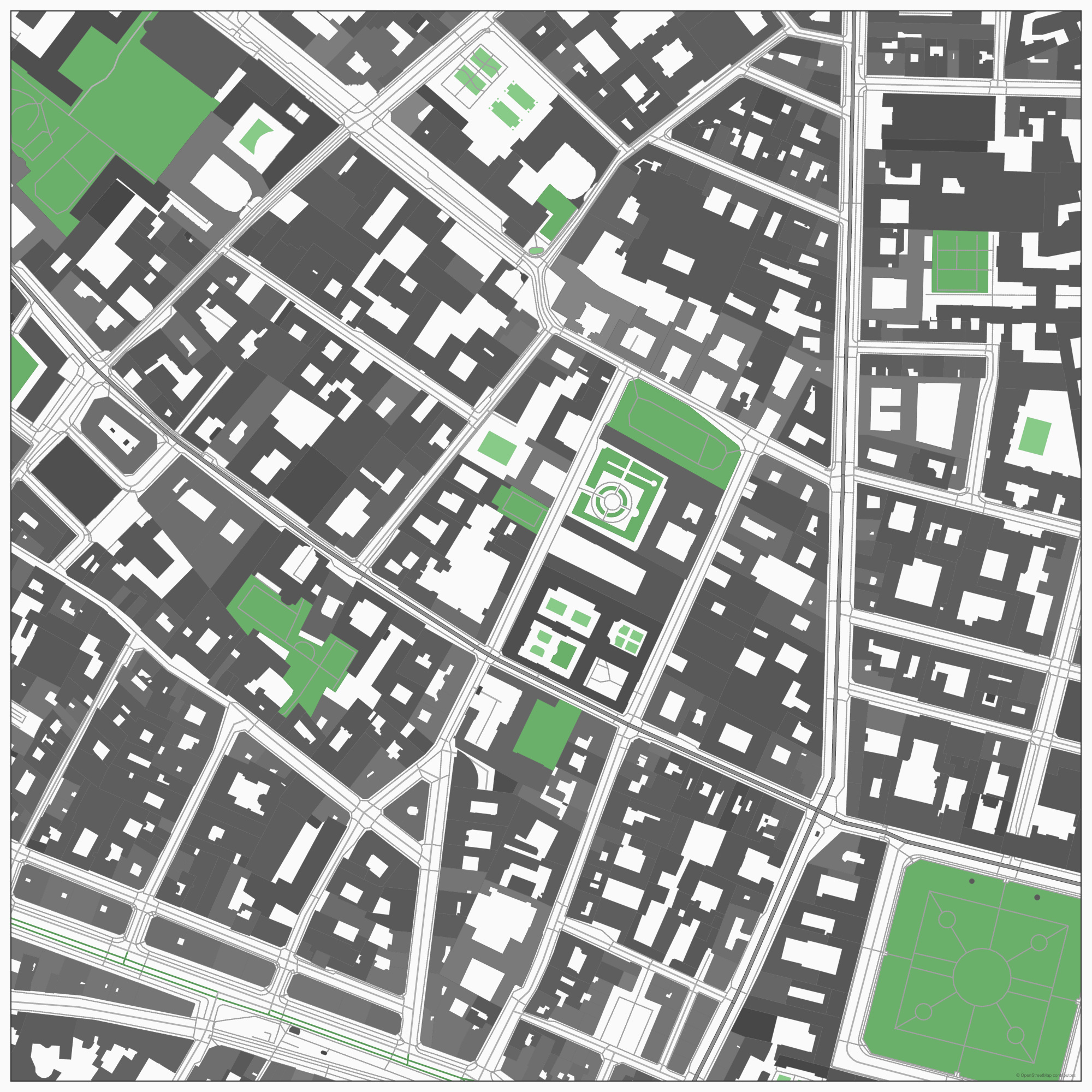 Minimal Light architectural context map of Le Marais, Paris